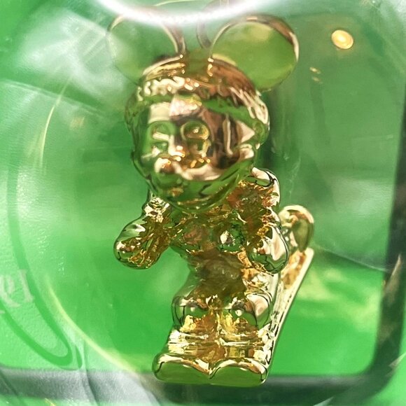 VTG Lenox Disney Mickey Mouse 1997 Gold Plated Sledding Glass Sphere Ornament - Picture 10 of 14